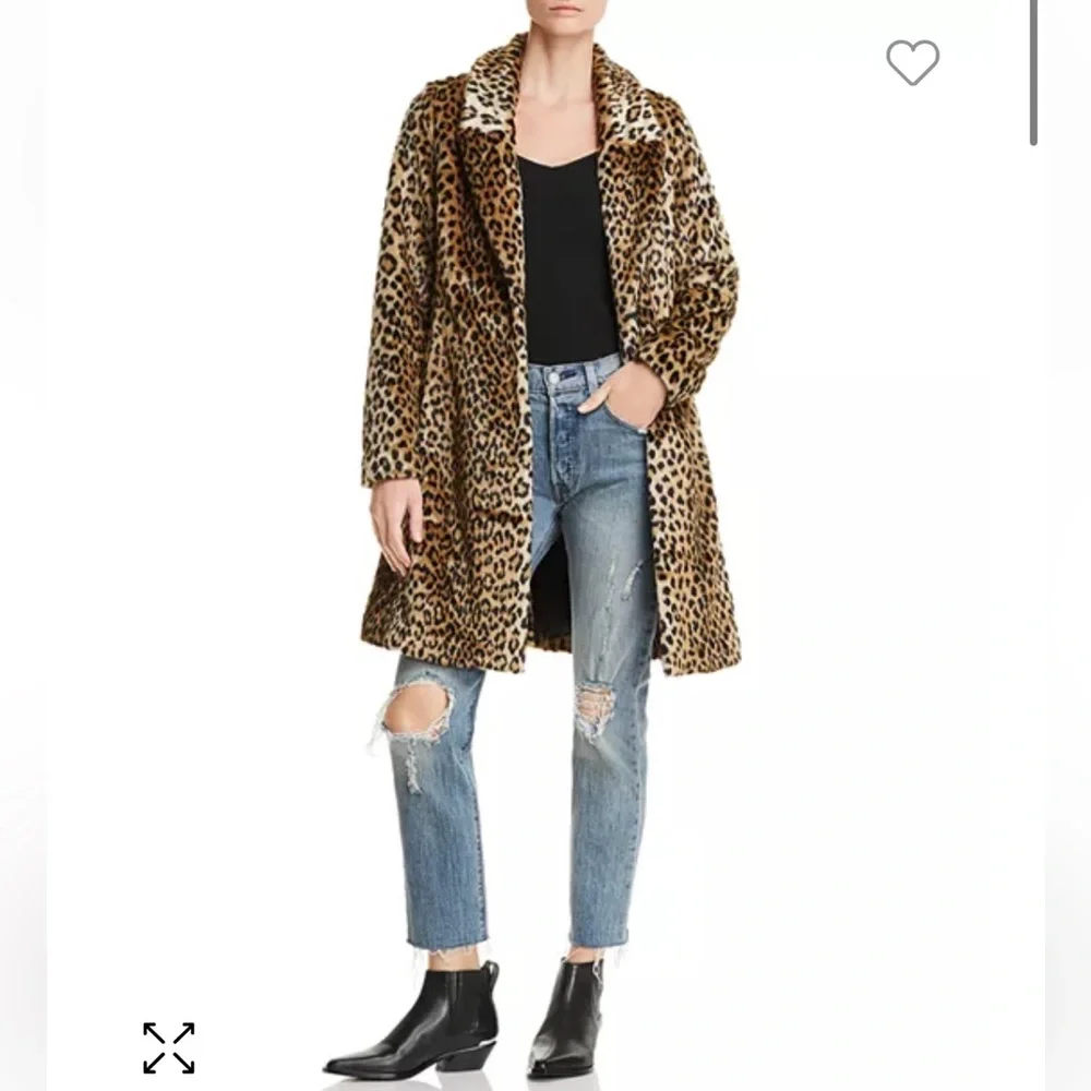 Aqua - Cheetah Print Faux Fur Coat - Picture 2 of 3